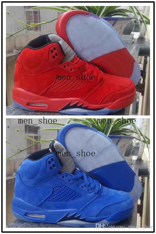 

2017 Cheap Men 5 V Raging Bull Red Suede Tongue Reflect Basketball Shoes 5s Bull Blue Sneakers Shoes US8-13 With Shoes Box