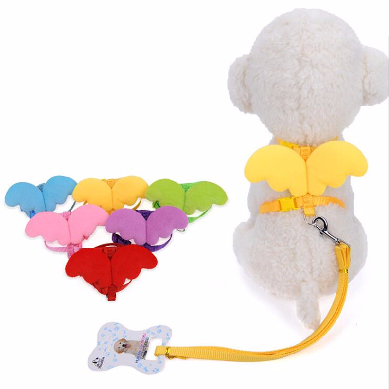 

Cute Angel Pet Dog Leashes and Collars Set Puppy Leads for  Dogs Cats Designer Wing Adjustable Dog Harness Pet Accessories