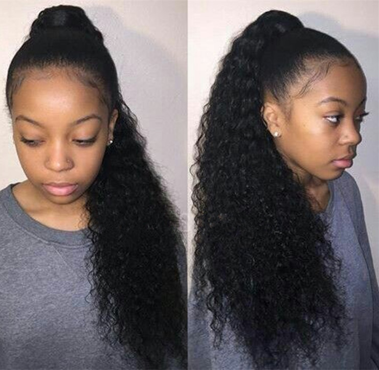 

Hot Selling Brazilian Hair Kinky Curly Drawstring Ponytail Wrap Around Ponytail Natural Color 100% Human Hair 140g Ponytail Extensions