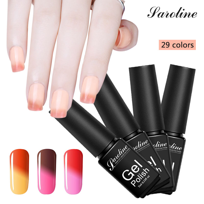 

SarolineChameleon Thermo Gel Lacquer Long Lasting Art UV Gel Varnish Soak Off Lucky 8ML Temperature Change Color Nail Polish, 61white