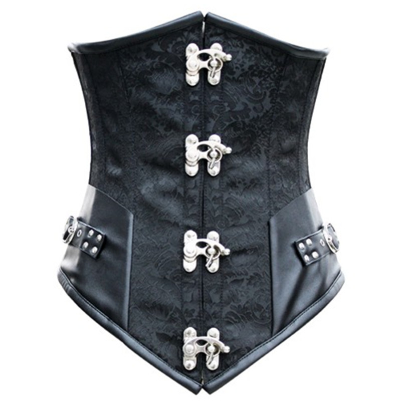 

Sexy Corset Lace up Steel Boned Black Steampunk Corselet Underbust XXL, As shown