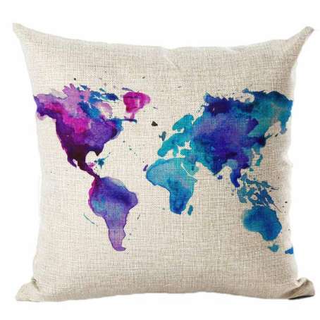 EE/_ Home World Map Print Throw Pillow Case Sofa Waist Cushion Cover Decor Dazzli