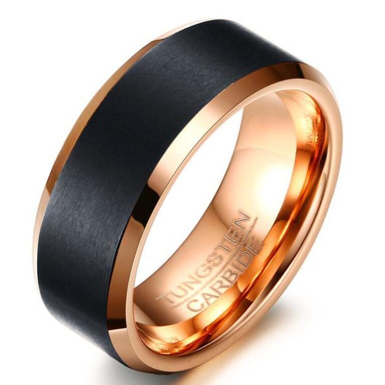 Tungsten Carbide Faceted Dome Pyramid Step-Edge Comfort Fit Half-Round Band Ring