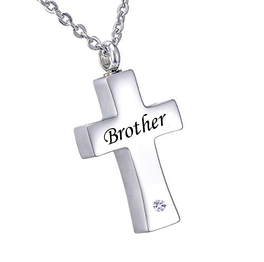 

Fashion jewelry cross Urn Necklace For Ashes Keepsake brother Memorial Urn Pendant Stainless Steel Cremation Jewelry