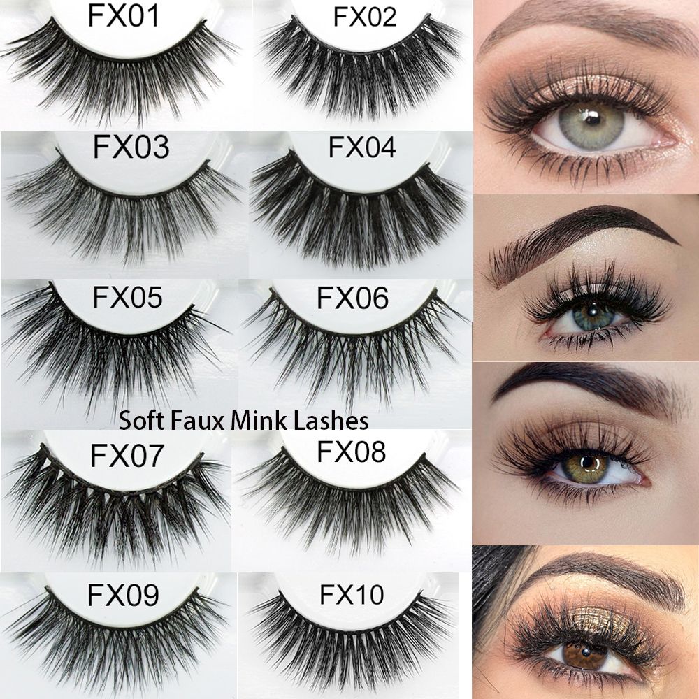 

Faux Mink Hair 3D False Eyelashes Soft Handmade Long Full Strips Fake Lashes Eyelashes Extension Beauty Makeup Tools