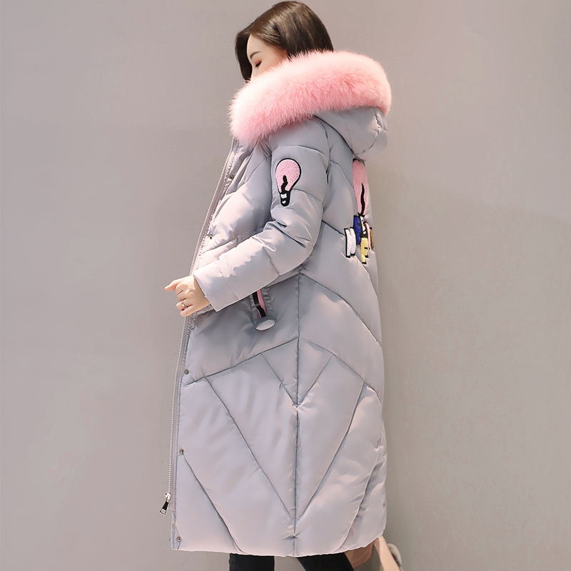 2018 high quality fur collar women long winter coat female warm wadded jacket womens outerwear parka casaco feminino inverno S18101501