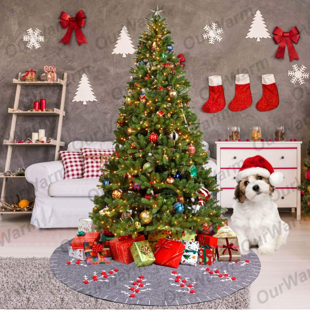 Acquista Allingrosso 122 Centimetri Grande Gonna Albero Di Natale Tappeto 3d Rosso Pom Pom Palla Fai Da Te Anno Nuovo Albero Di Natale Gonna 2019