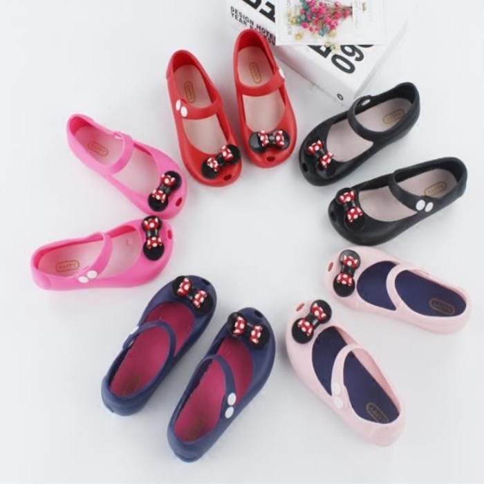 

Hot Summer Fish Mouth Flat Jelly Bow Buckle Waterproof Children Sandals Beach Shoes 5 Colors Kid's Shoes, Rose