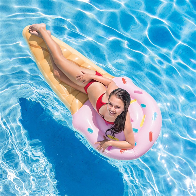 

Pool Ice Cream Inflatable Raft Air Bed Summer PVC Adults Toy Floating Row Play Water Sandy Beach Sea Swimming Ring 26df Y