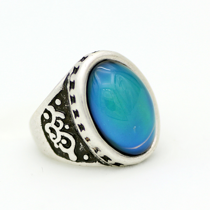 

Beautiful Vintage Color Change Antique Silver Plated Mood Ring with Free Gift Size 7/8/9 MJ-RS051
