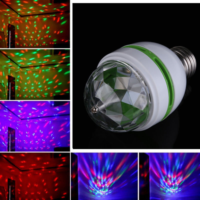 

Hot selling E27 3W RGB LED Laser Stage Light Crystal Magic Ball Effect Colorful Bulb Roating Lamp for KTV Party DJ Disco House Club