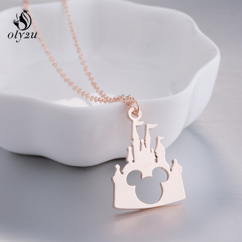 

Oly2u Stainless Steel Necklaces & Pendant Castle Mouse Chain Necklace Jewelry Womens Clothing Accessories Party Christmas Gift E