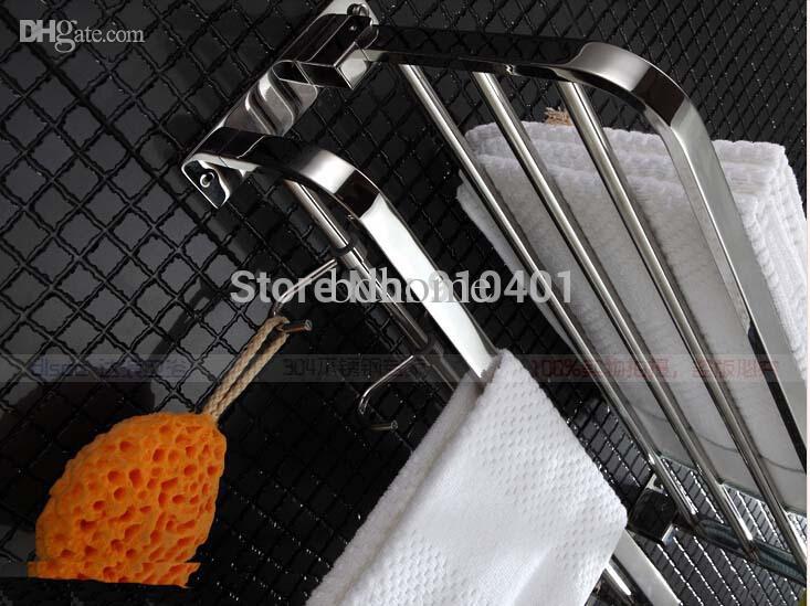 

Wholesale-Hot Sale Wholesale And Retail Promotion Chrome Brass Wall Mounted Bathroom Towel Rack Holder Foldable Towel Bar Hooks