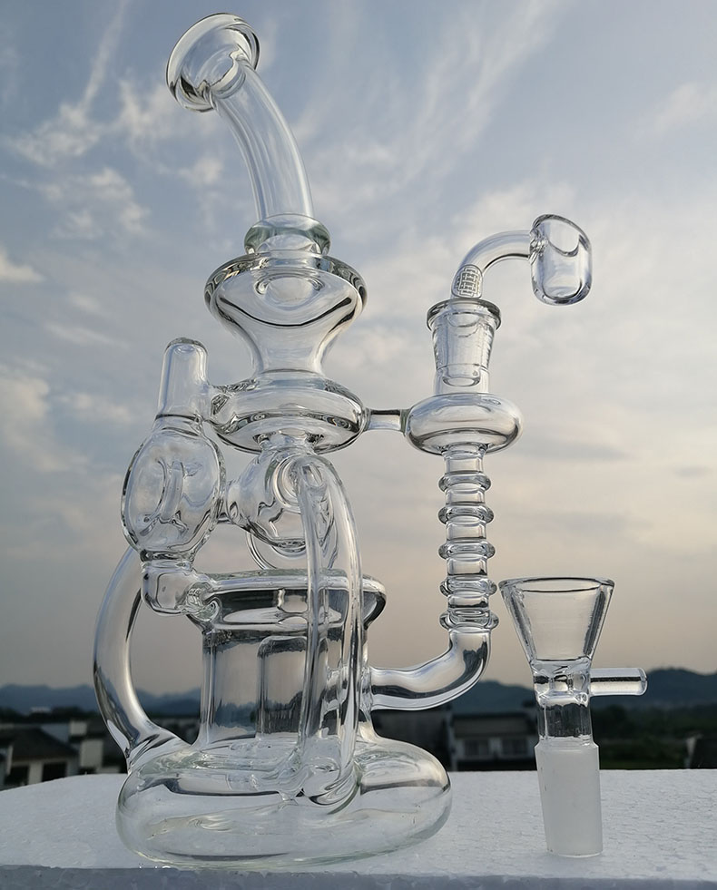 

Recycler bong glass water pipe with accessory oil burner glass oil rig 14.4mm or 18.8mm joint