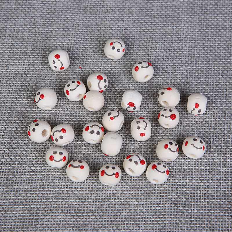 

10mm Natural Round Necklace Wooden Beads Smiling Face Unfinished 200 Pieces /lot Jewelry Making DIY Spacer Wood Beads Wholesale