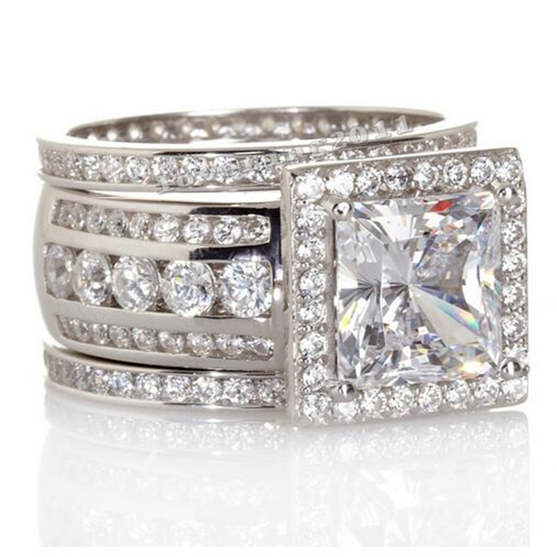 

choucong Luxury Women Jewelry Full Round Diamond ring 925 Sterling Silver Women Engagement Wedding Band Ring