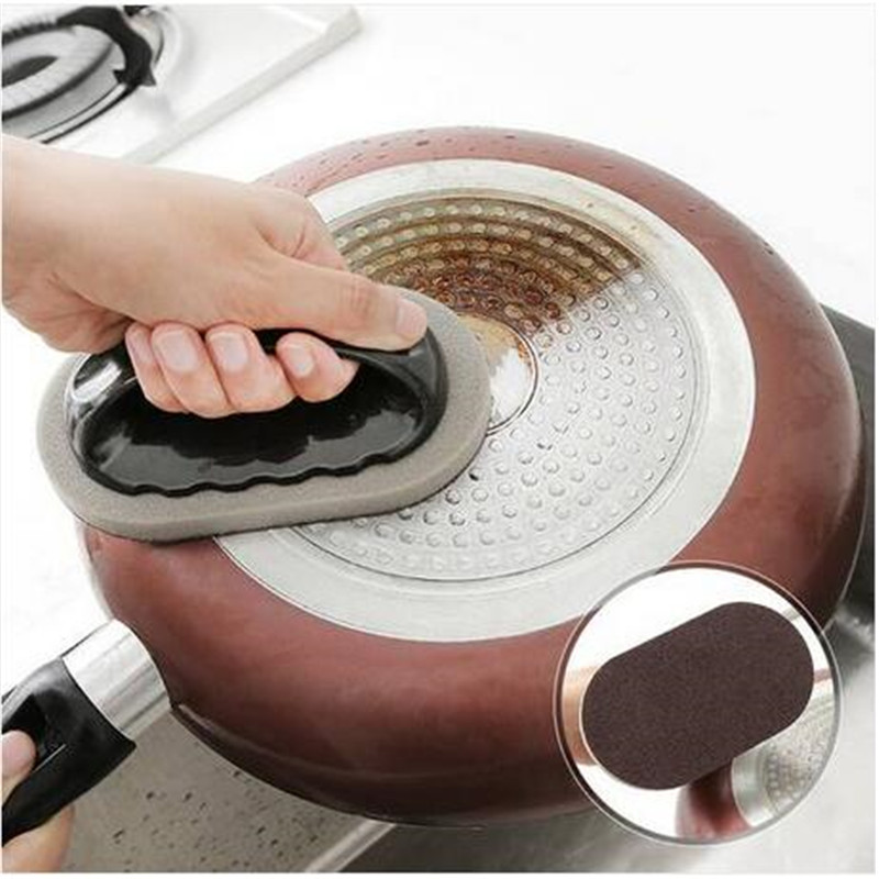

Fashion Cleaning brush Creative Emery Sponge Brush Eraser Scrub Handle Grip Sink Pot Bowl Kitchen Cleaning Tool