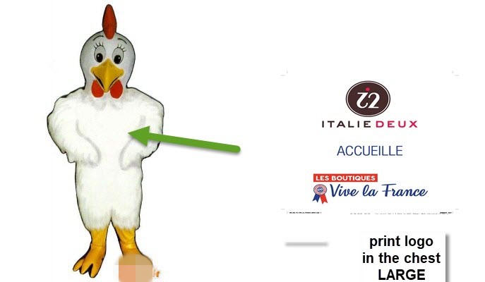Custom White chicken mascot costume add a logo free shipping Adult Size-image-423259358