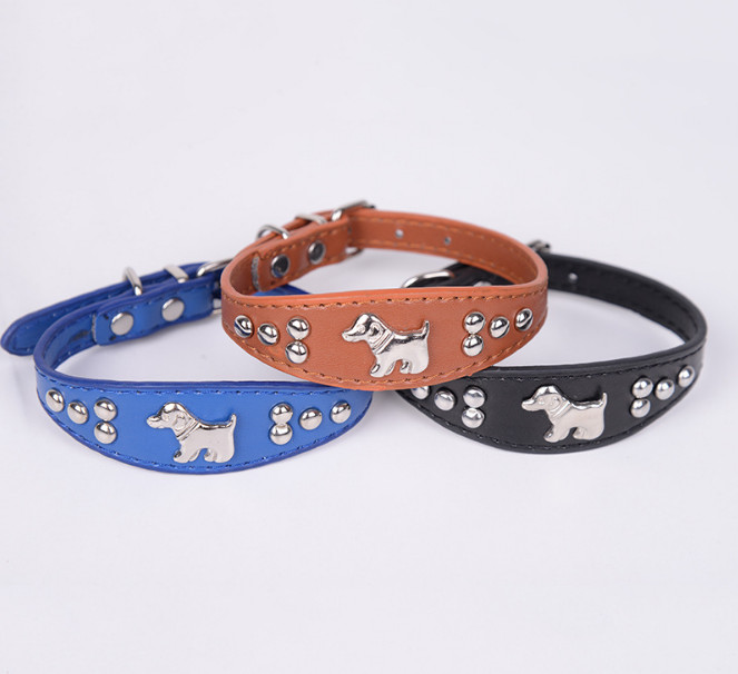 

Free shipping dog collar leather small dog collar different colors 30pcs/lot