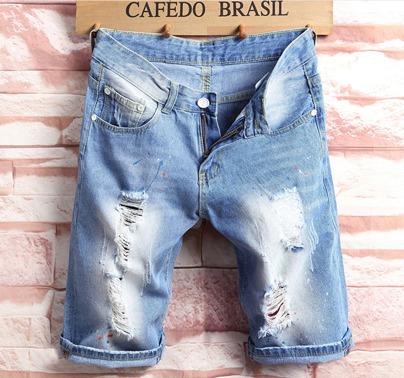 

2020 Men's Shorts Jean Denim Causual Fashional Distressed Shorts Skate Board Jogger Ankle Ripped Wave Free Shipping, Blue