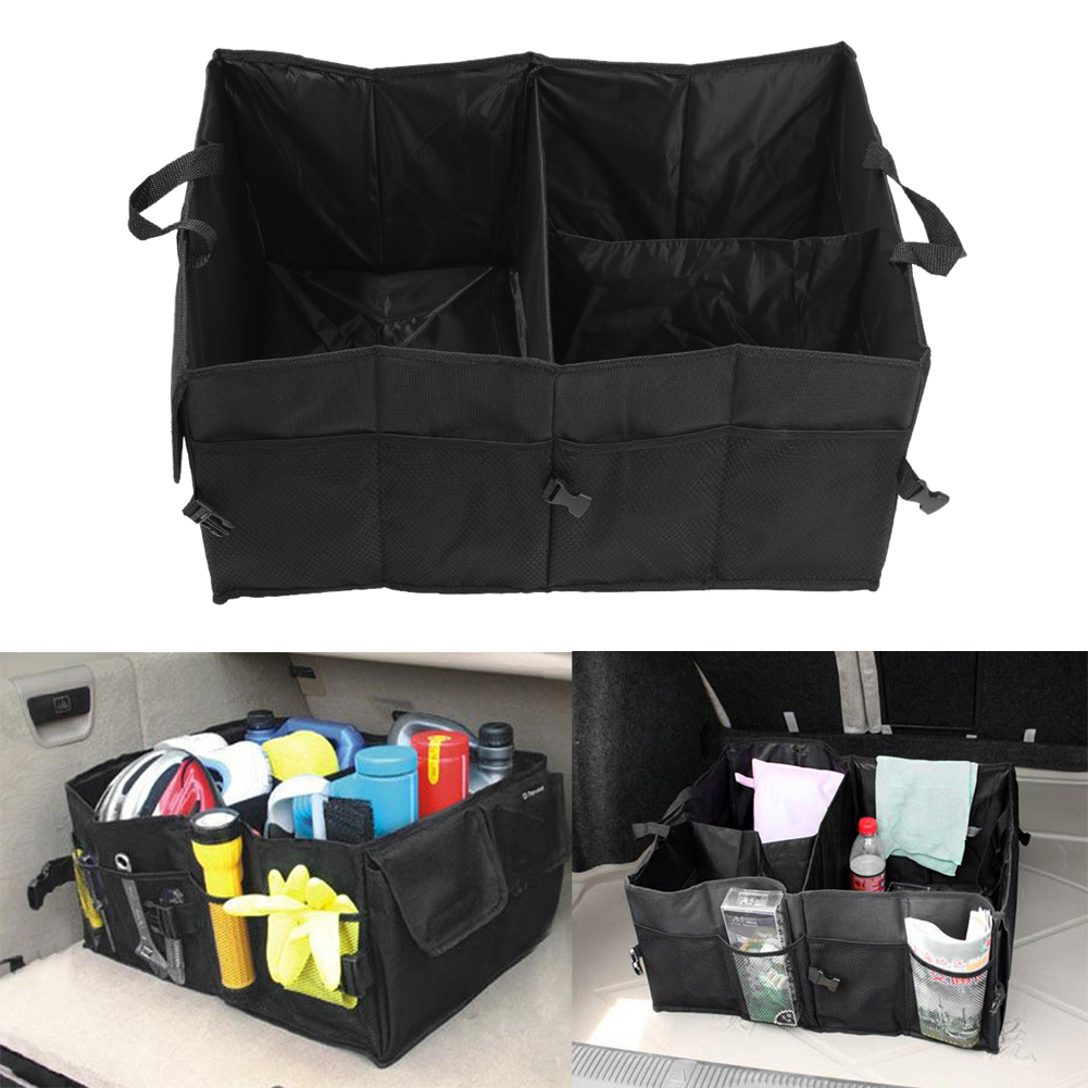 Boîtiers de stockage de voiture en pliage noir Voyage Trunk Glove Sac Organisateur Outils Toys Stockage Support Bin Cubes Sac Carton Conteneur
