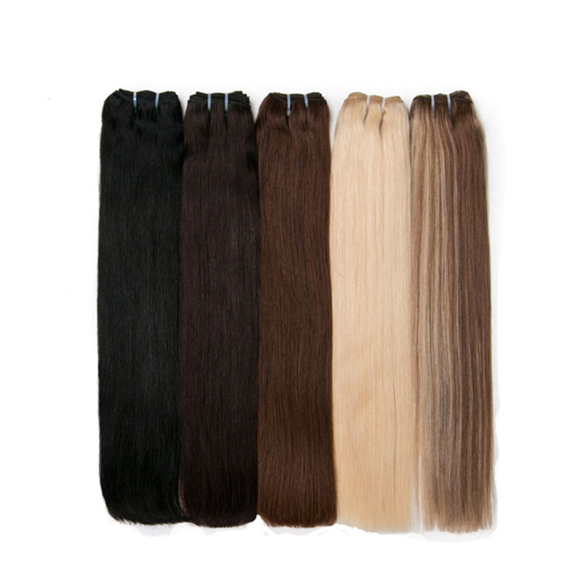 

ELIBESS HAIR Double Drawn Straight Human Hair Extension 100g Can Curly Can Dyed 18-24" Remy Hair Weft