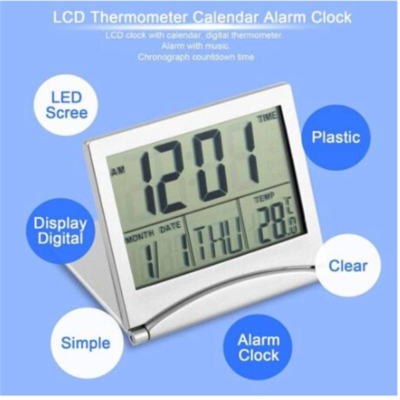 

2018 practical Digital LCD Display Thermometer Calendar Alarm Clock Flexible Cover Desk Clock Desk