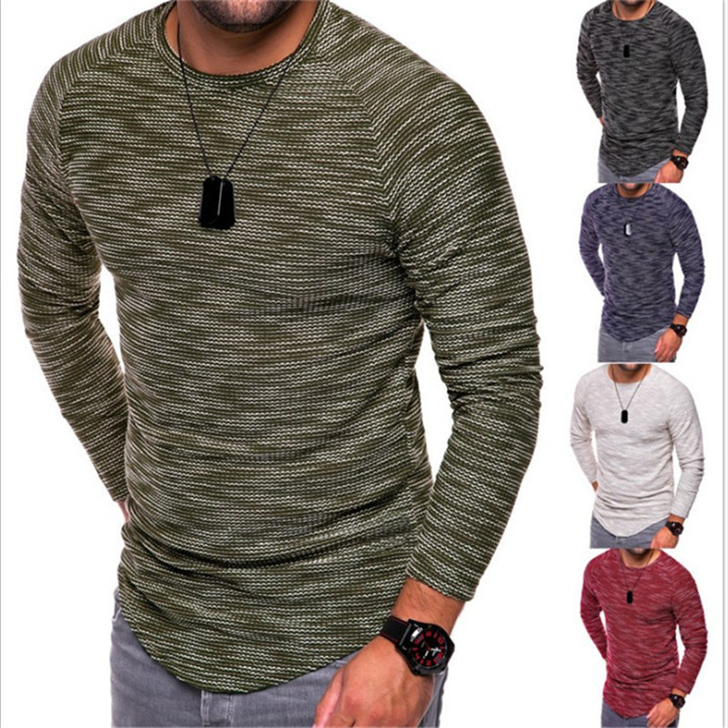 

2018 Spring Autumn Tee Men Fashion Long Sleeves t Shirts Casual Slim Short Tops Shirts Men Cotton Knitting Tees Plus Size M-3XLT-shirt, White;black