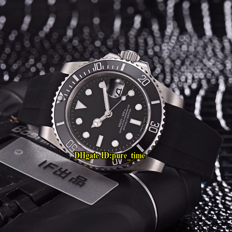 

9 Style Cheap New 116610 Date HK 2813 Automatic Black Dial Sapphire Glass Mens Watch Ceramics Bezel 316L Steel Case Rubber Strap Watches, Slivery;brown