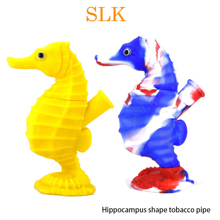 

New Arrival Seahorse shape Silicone Tobacco Pipes Silicone Smoking Pipes VS Glass Water Pipe cool design silicone bongs hookah glass bong