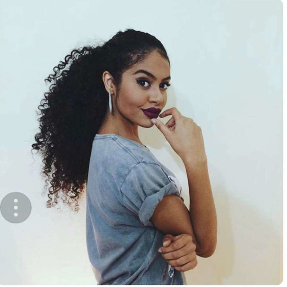 

20" kinky curly ponytail hairpiece human hair drawstring ponytail hair extension clip in brazilian hair long curly 120g 4colors