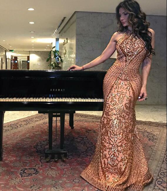 

evening dress yousef aljasmi kim kardashian labourjoisie halter beaded aline long dress almoda gianninaazar zuhlair murad ziadnakad, Same with picture
