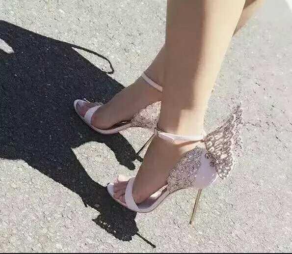 Hot Sale Brand Sophia Webster Cleo Sandals Genuine Leather Pumps Butterfly Ultra High Heel Sandals For Women Sexy Stiletto Shoes women shoe