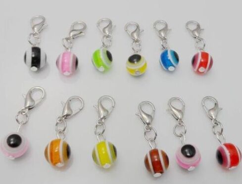 

200Pcs Turkish mixed Evil Eye Charms lobster Clasp Dangle Charms For Jewelry Making findings, Bronze;silver