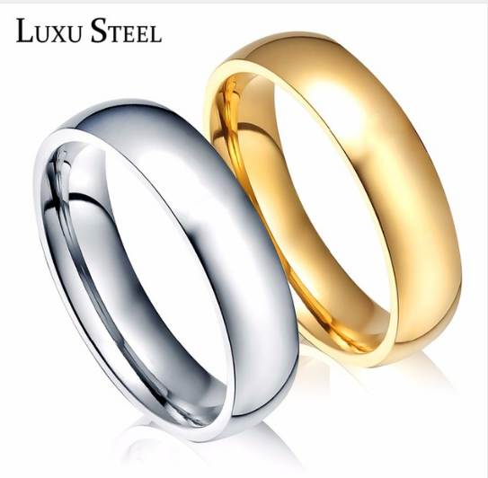 

Simple Style Pure Shiny Gold Color Stainless Steel Rings For Women Men Stainless Steel Wedding Rings