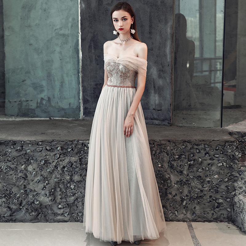 

FADISTEE 2019 New arrival party dress evening dress Vestido de Festa sexy tulle A-line crystal prom gown simple new style, Same as picture