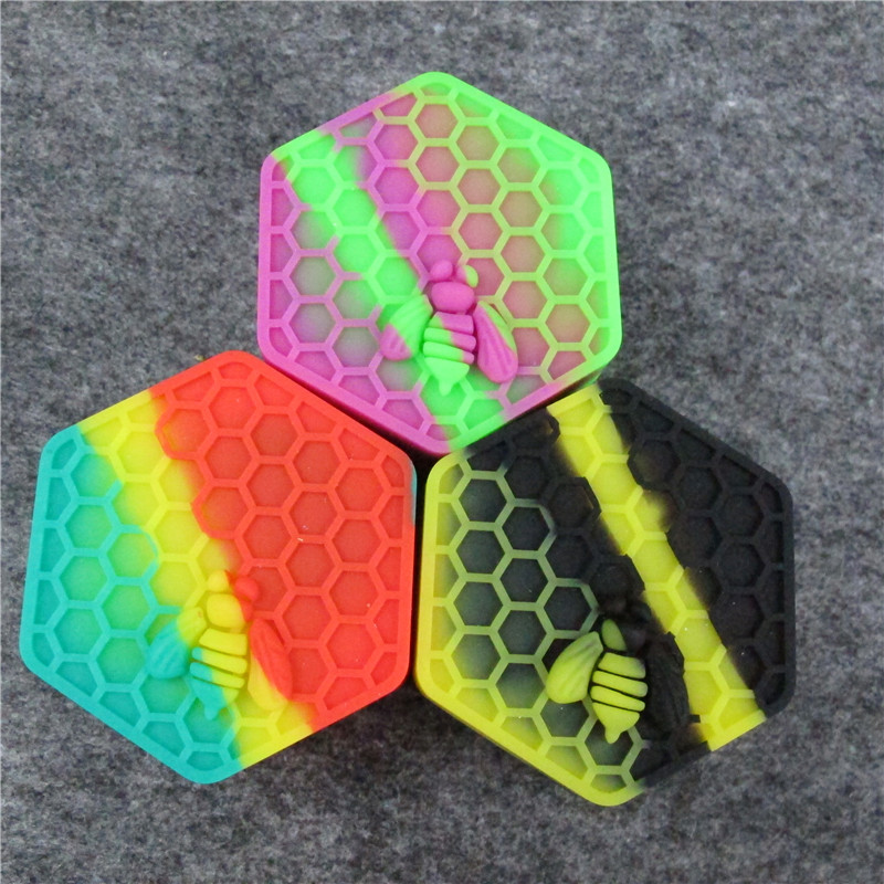 

50PCS/DHL Factory wholesale Portable 26ml Non Stick Hexagon Honeybee Silicone Dab Container Wax jar oil holder for vaporizer FDA