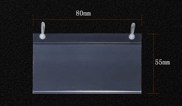 

Free shipping double shackle clear PVC Price Tag Sign Label Display Holder For Store Shelf price Advertising Promotion label card 50pcs