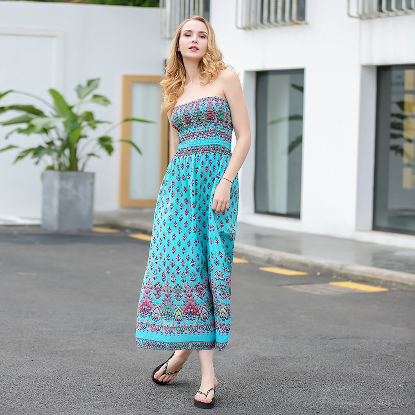 

Casual Dresses Summer Bohemian V-neck Maxi Long Dress Boho Women Floral Print Vestidos Clothing Beach Size -5XL, 01