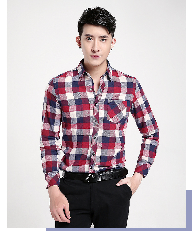 Cotton Men S Shirt Spring Autumn New Male Long Sleeve Flannel Plaid