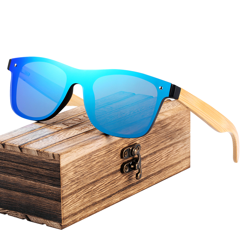 

BARCUR 2018 Fashion Wooden Sunglasses Men Bamboo Temple Sun Glasses Women Wood Glasses masculino