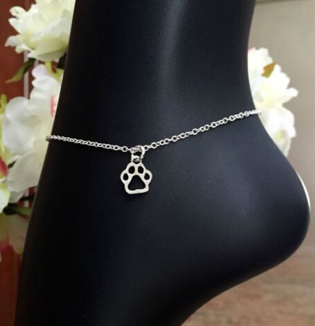 

20pcs/lot Silver Chain Paw Print Ankle Anklet Bracelet Barefoot Sandal Beach Foot DIY Jewelry new, Red;blue