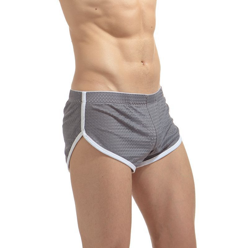 

wholesale free mens sexy big mesh hollow out household underwear transparent see through nets homme shorts plus size 3xl, Blue