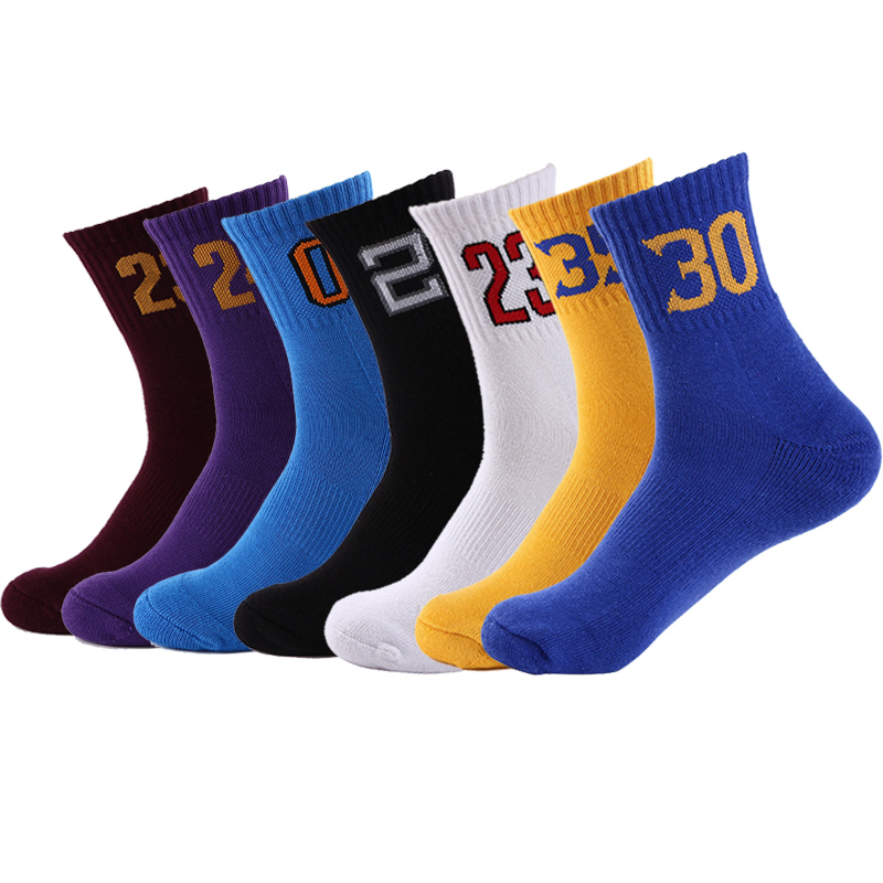 

Men Running Socks Sport Run Fashion Basketball Number Breathable Ankle Cotton Cycling Sox Hiking Compression Sock Man, Mix color