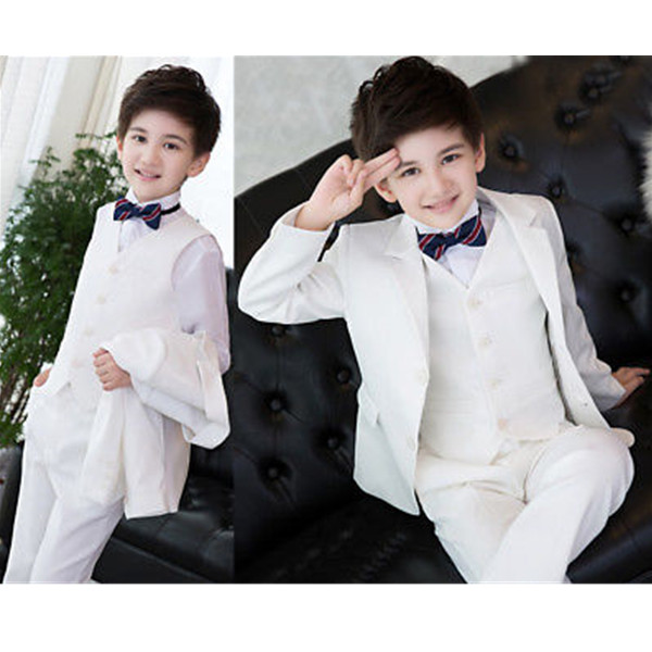 

Lvory Slim Fit Flower Boy Wedding Suits Formal Kids 3 Piece Suits Page boy Baby (Jacket + pants + vest) custom made, Ivory