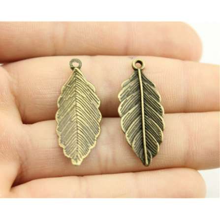 

WYSIWYG 10pcs 31*12mm 2 Colors Antique Silver, Antique Bronze Leaf Charms