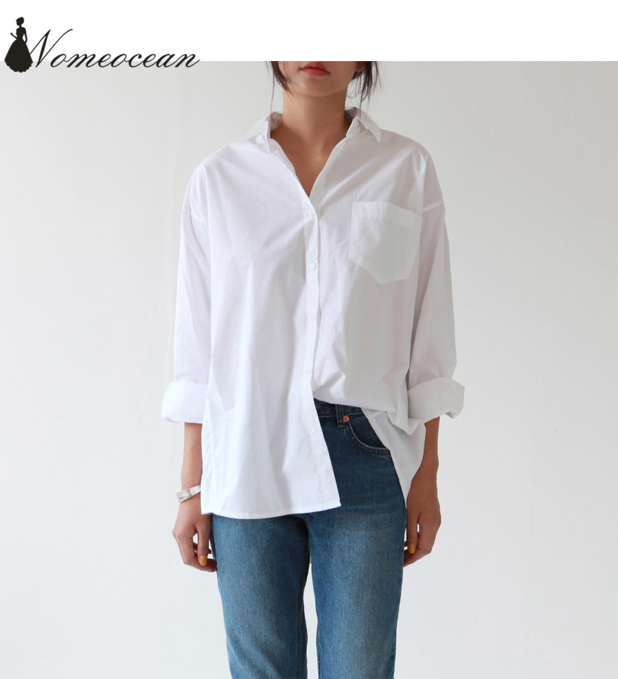 

Casual Women's Shirts 2018 New Arrival Plus Size Blouse Long Sleeve Buons Pocket White Shirt S-3XL Oversized Shirt M18020904