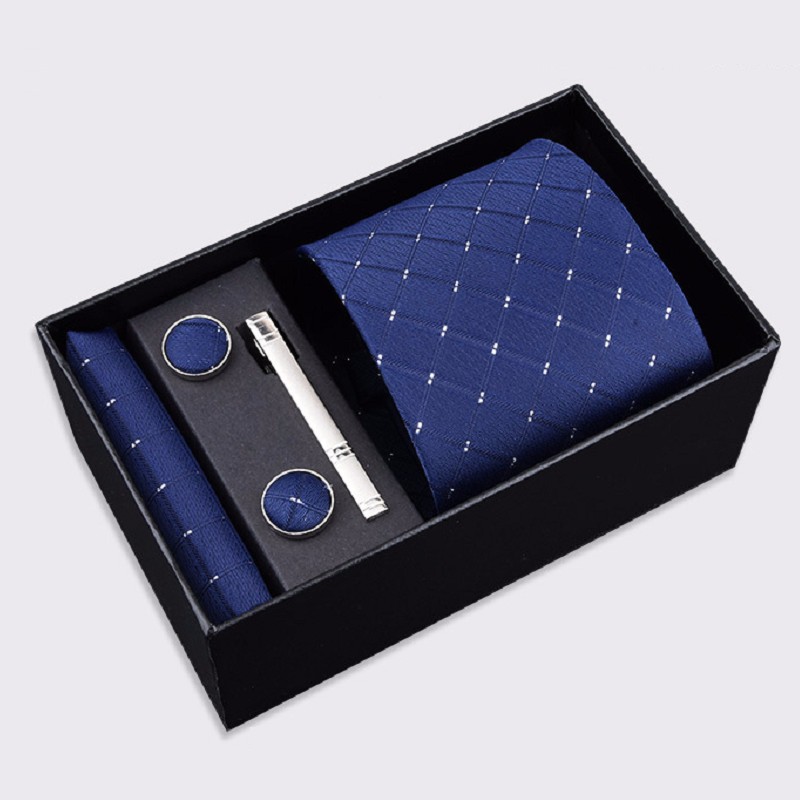 

men necktie set 8cm pocket square sleeve button tie clip hanky neckwear and handkerchief tie cuff link boxed gift