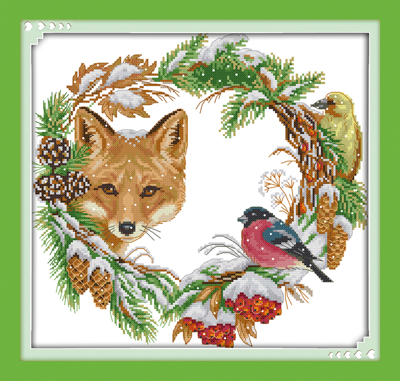 

The Fox and the Garland Canvas DMC 11ct 14ct Counted DIY Chinese Cross Stitch Kits Printed Cross-stitch set Embroidery Needlework