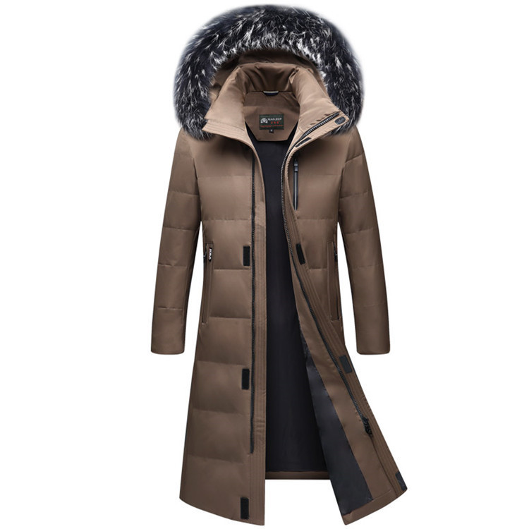 2018 Winter New Men's X-Long Down Jacket Clothes Thicken Warm White Duck Down Hooded Fur Collar Casual Coat Male Brand Clothing C18111901
